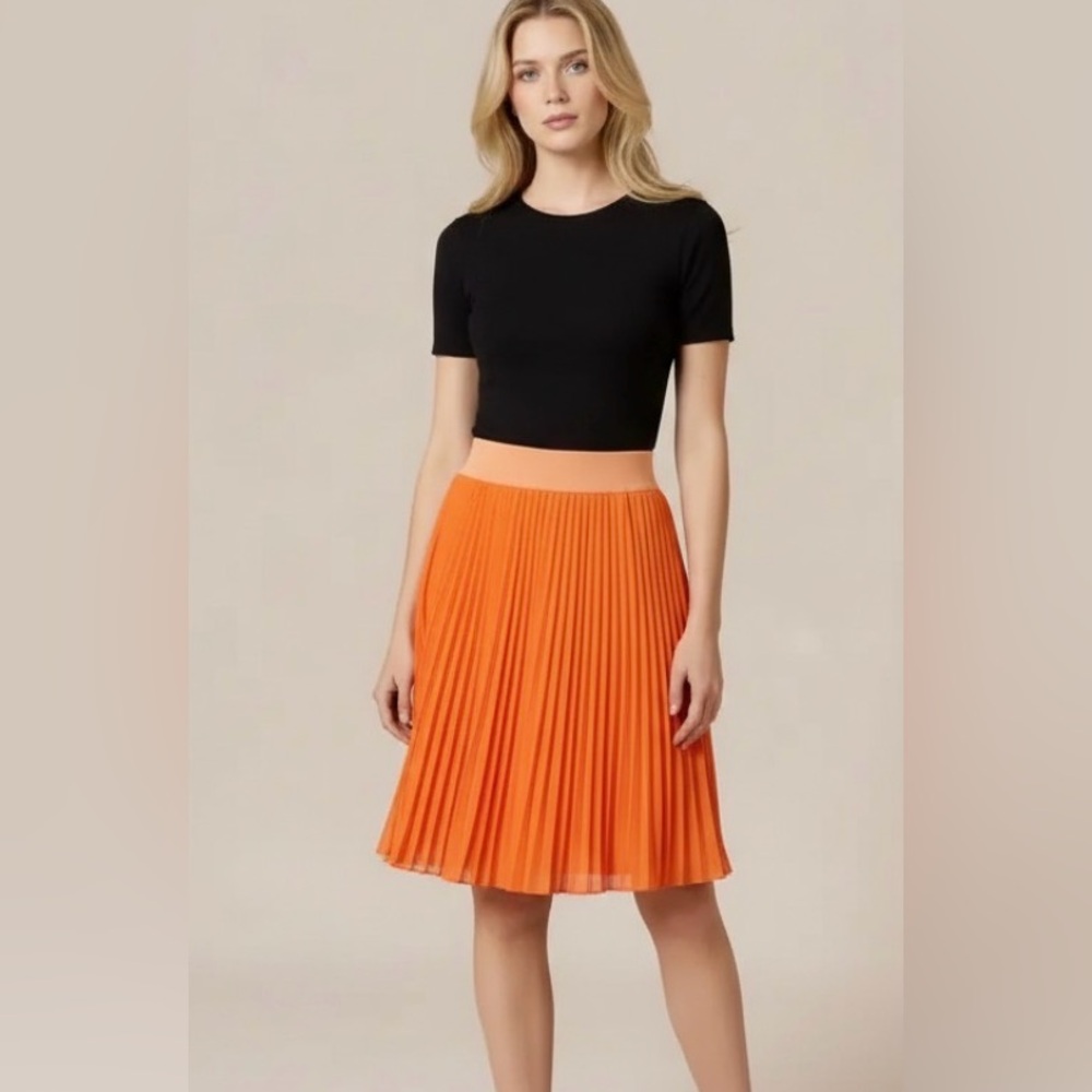 Orange Pleated Women's Skirt